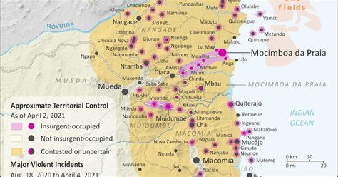 Mozambique Insurgency Close Up Map Of Control In April 2021