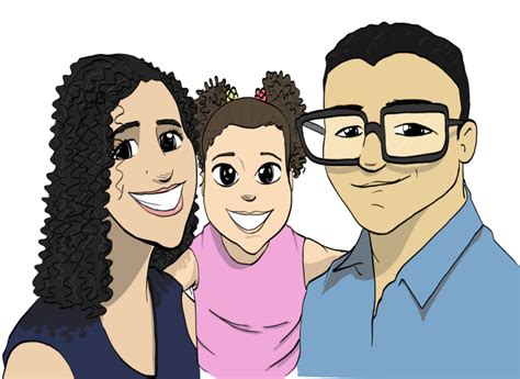Desenho de mão desenhos animados família feliz. Caricatura digital 3 pessoas no Elo7 | Cariarte (8D47F4)