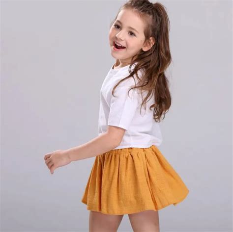 2017 New Childrens Clothing Girls Cotton And Linen Short Skirt