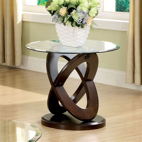 Shop Furniture Of America Evalline Round Glass Top End Table On Sale