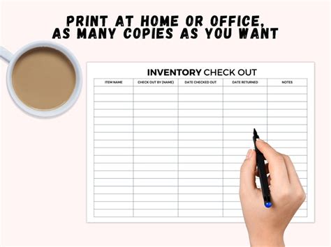 Inventory Sign Out Sheet Checkout Form Print And Write Pdf Worksheets
