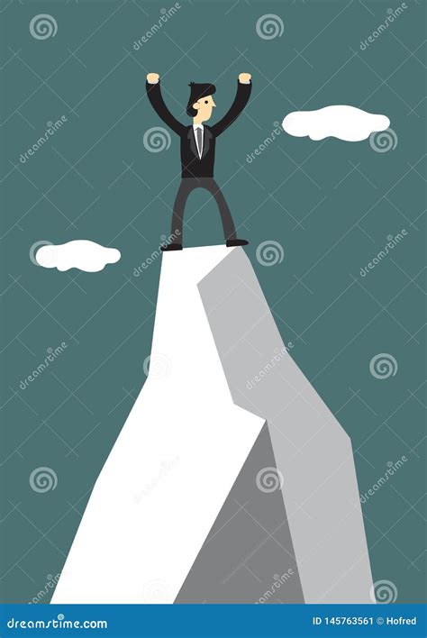 Businessman Climb To The Top Of The Mountain Concept Of Leadership And