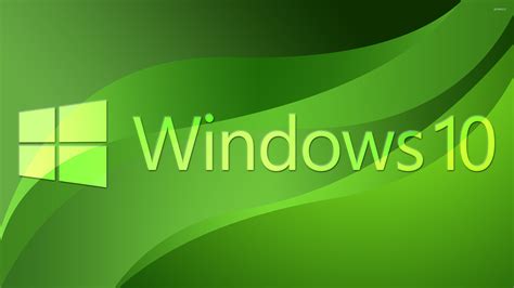 Windows 10 Text Logo On Green Curves Wallpaper Computer Wallpapers
