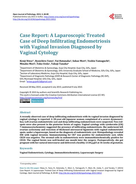Case Report A Laparoscopic Treated Case Of Deep Infiltrating