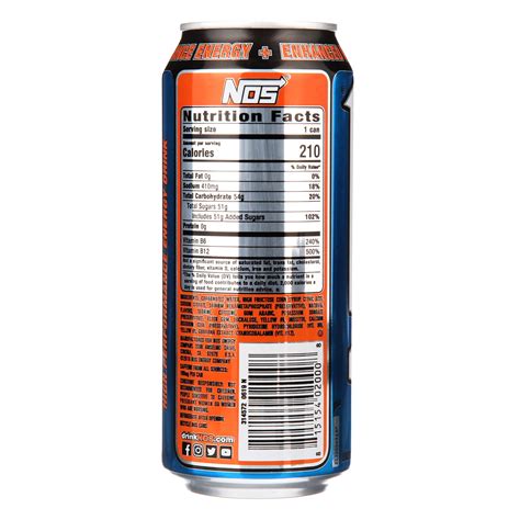 Nos Energy Drink Nutrition Facts Label Blog Dandk