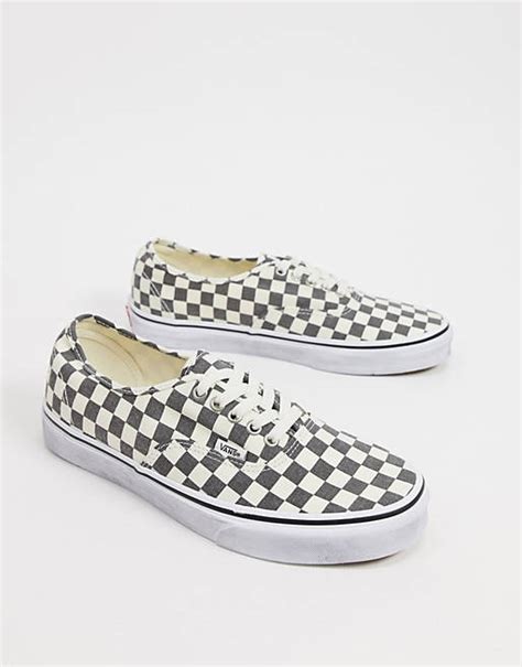 Vans Authentic Checkerboard Trainers In Washed Blackwhite Asos