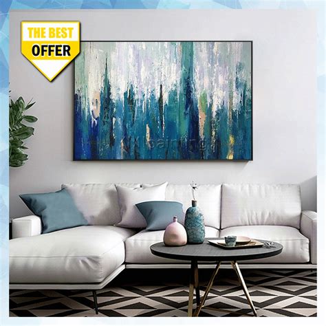 Abstract Painting On Canvas Original Art Blue Paintings Heavy Etsy In