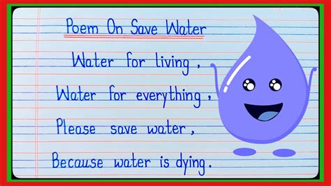 Save Water Poem In English For Class 3