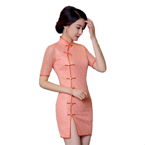 Sexy Elegant Chinese Womens Lace Qipao Vintage Button Cheongsam Summer