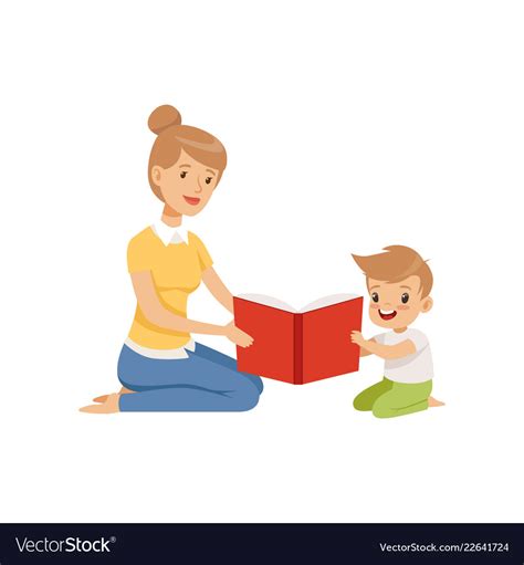 Mother Reading A Book To Her Little Son Royalty Free Vector