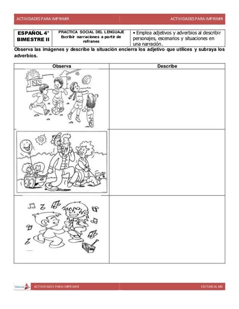 Actividades Para Cuarto Grado De Primaria Para Imprimir