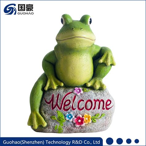 Attractive Welcome Sign Rock With Frog For Home Garden Statue Decor