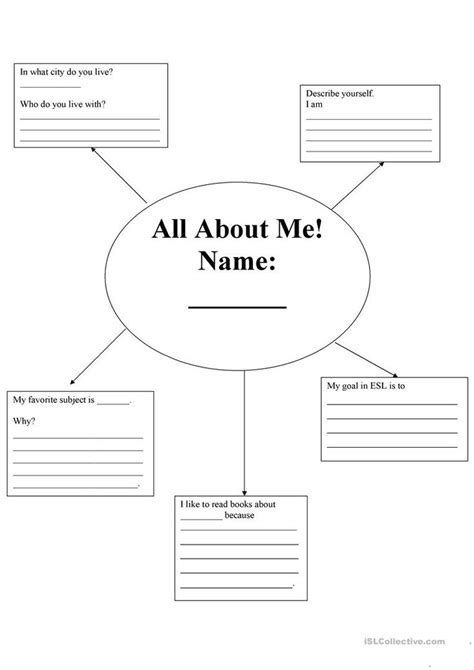 All About Me Introduction Worksheet Free Esl Printable Worksheets