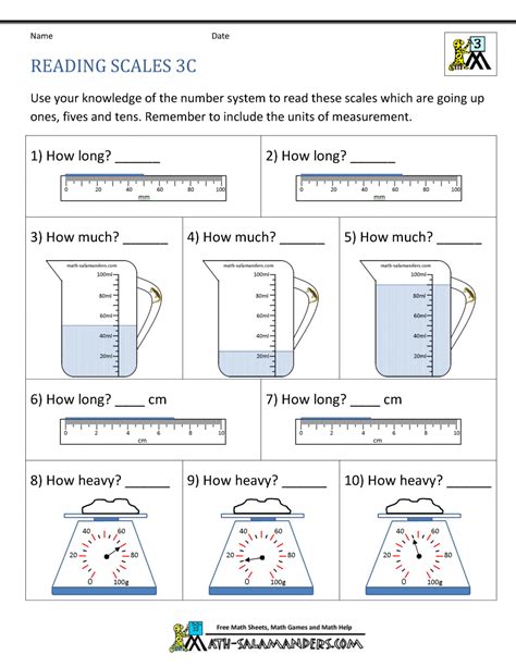 There is a second sheet to this lesson to teach about the north and south poles of a magnet. 3rd Grade Measurement Worksheets