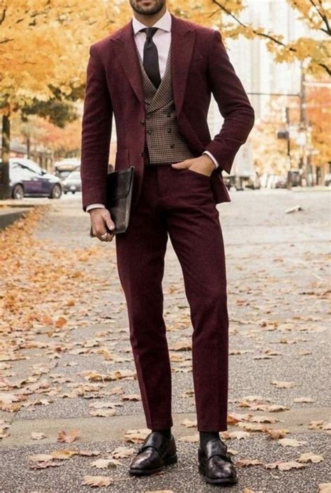 man maroon suit3 piece suitwedding dinner prom party wear etsy