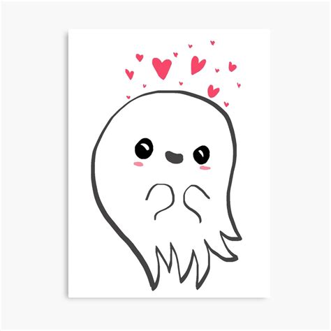 Cute Ghost In Love Canvas Print By Jollyjungle Redbubble