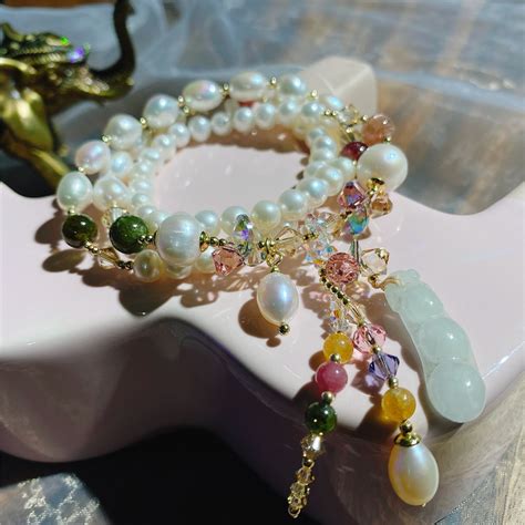 Original Design Handmade Natural Tourmaline Freshwater Pearl Bracelet