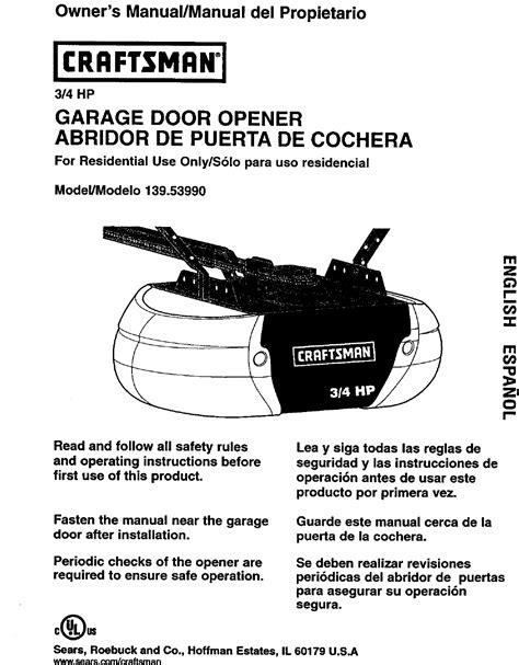 Craftsman 13953990srt User Manual Garage Door Opener Manuals And Guides