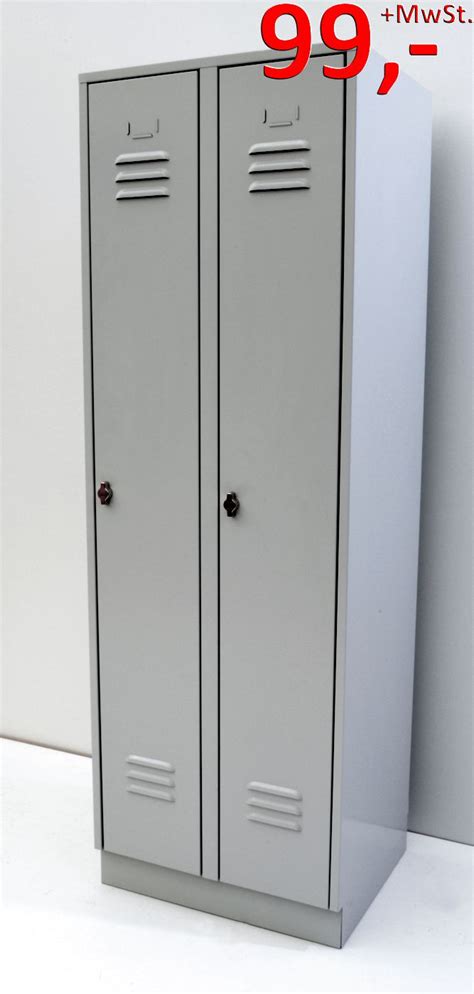 Wählen sie einen garderobenschrank mit spiegel, ist dies eine platzsparende entscheidung, da sie zwei möbel in einem bestellen. Garderobenschrank / Spind - 2 Abteile - lichtgrau - Wolf ...