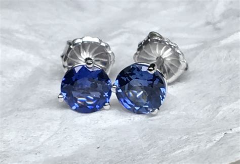 Blue Sapphire Earrings Sapphire Stud Earrings Ct Etsy