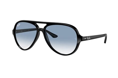 Ray Ban Cats 5000 Classic Sunglasses With Black Frame And Light Blue