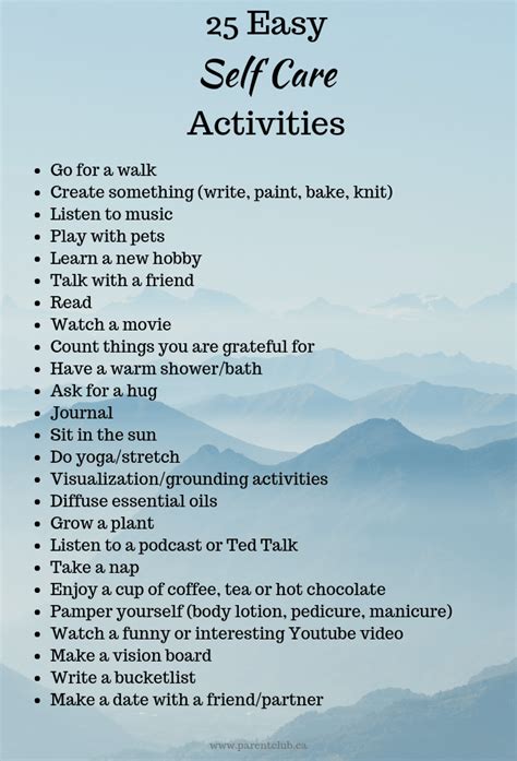 25 Easy Self Care Activities