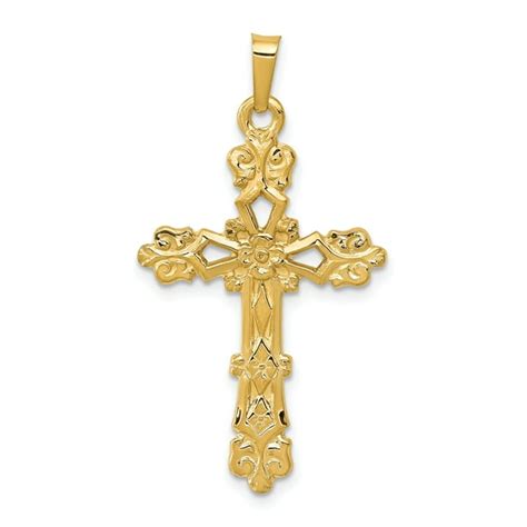 Ice Carats Designer Jewelry T Usa 14k Yellow Gold Budded Cross