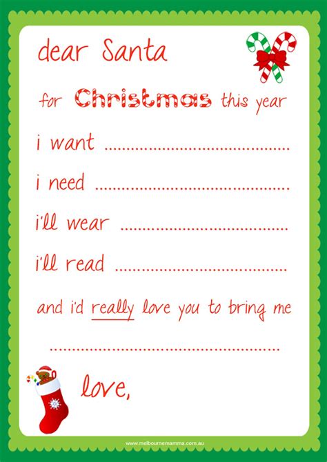 Free Dear Santa Letter Template Each One Also Includes A Unique Santa