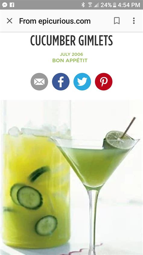 Pin by Candace Souder on Beverages | Cucumber gimlet, Bon ...