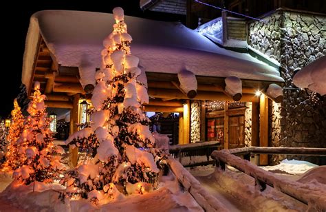 Hd Wallpaper Finland Winter House Lapland Snow Spruce Night Nature Town