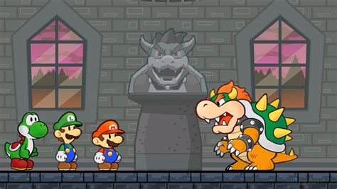 Spm Mario Luigi And Yoshi Confront Bowser By Tricia25 On Deviantart