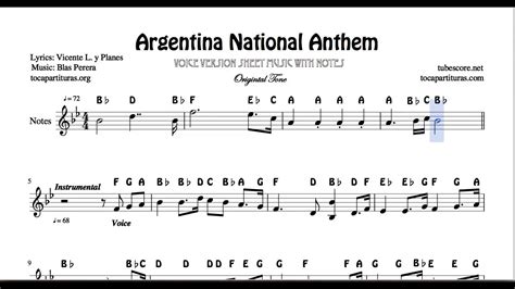 Argentina National Anthem Voice Sheet Music With Notes Original Tone