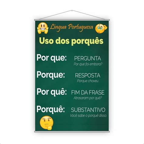 Banner Pedagógico Escolar Português Uso Dos Porquês 80x50cm