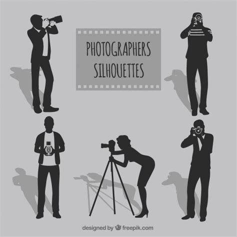 Fotografen Silhouetten Pakken Premium Vector