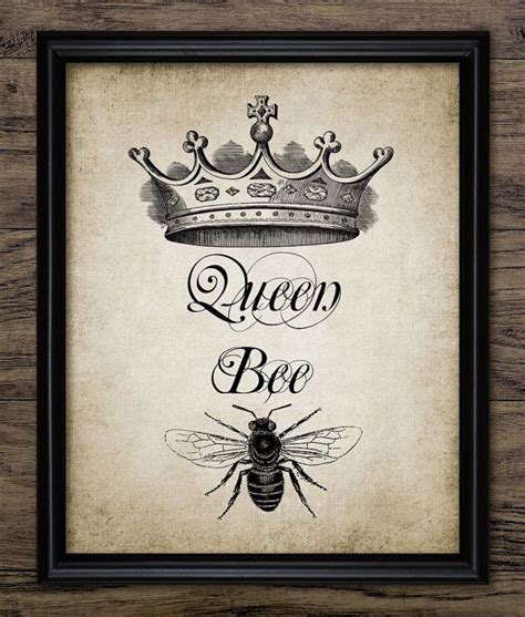 Queen Bee Print Queen Bee Wall Art Queen Bee Crown Etsy Bee Wall