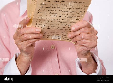 Woman Reading Letter Stock Photo Alamy