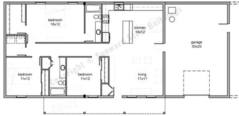 Two Bedroom Open Concept Barndominium Floor Plans