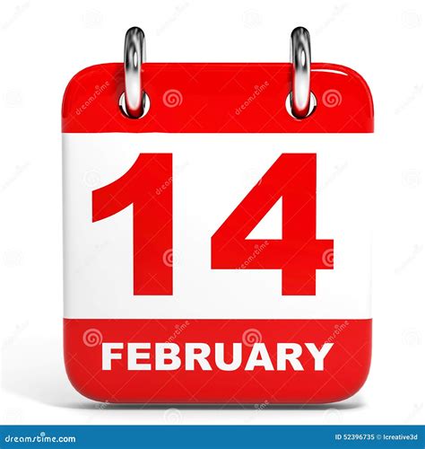 Calendar On White Background 14 February Stock Illustration