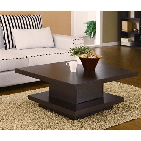 Contemporary Modern Wood Coffee Tables Unique Square Style With Storage