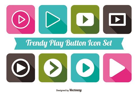 Trendy Play Button Icon Set Download Free Vector Art Stock Graphics