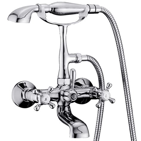 Juno gold finish waterfall deck mount bathtub faucet set with handheld shower bathtub faucet details: Bathroom Clawfoot Shower Bathtub Combo Faucet Polished ...