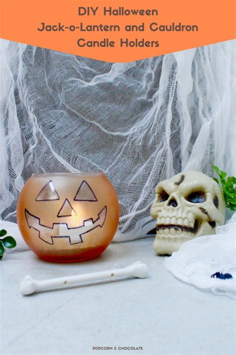 Diy Halloween Jack O Lantern And Cauldron Candle Holders Were Going