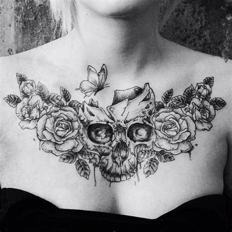 Skull Chest Tattoo Ideas For Women Viraltattoo
