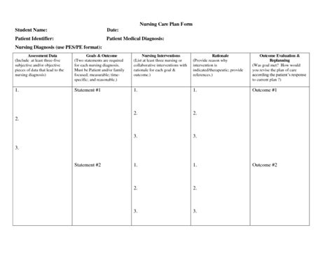 A nursing care plan provides direction on the type of nursing care the individual/family/community may need. Blank Nursing Care Plan Templates - Google Search | Nursing throughout Nursing Care Plan ...