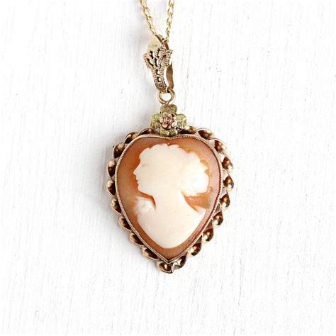 Sale Heart Shaped Cameo Vintage 10k Rosy Yellow Gold Etsy Vintage