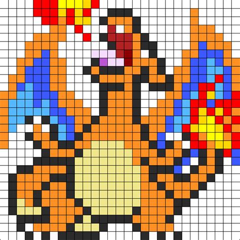 Coloriage Pokemon Dracaufeu Pixel Art Pokemon Facile Dracaufeu Ici My