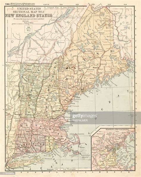 Map New England States 1881 High Res Vector Graphic Getty Images