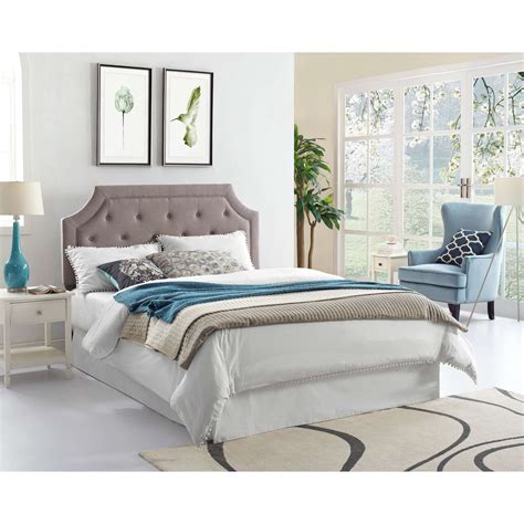 Rent To Own Crown Mark Inc Queen Grey Tufted Headboard With Tight Top Mattress And Base At Aaron