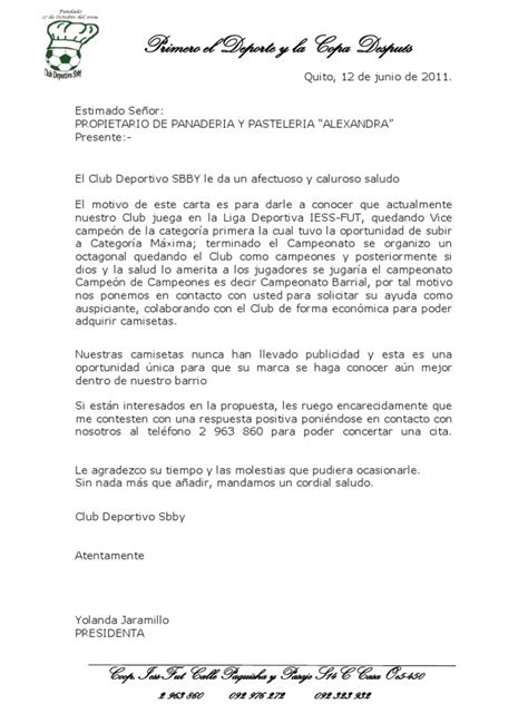 Carta Para Solicitar Sponsor Mide