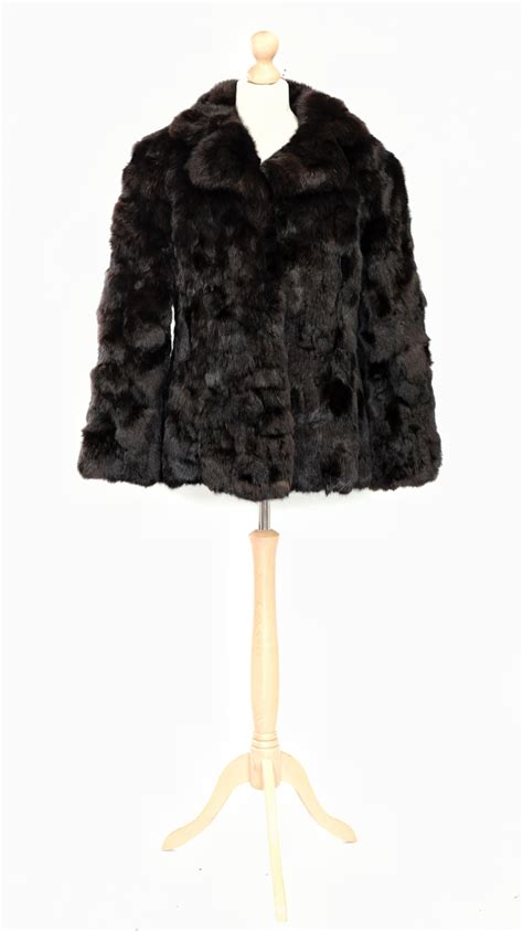 Vintage Black Rabbit Real Fur Coat Jacket Small Size Vintage Fur Vintage Black Fur Jackets